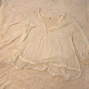 Free People white long sleeve blouse